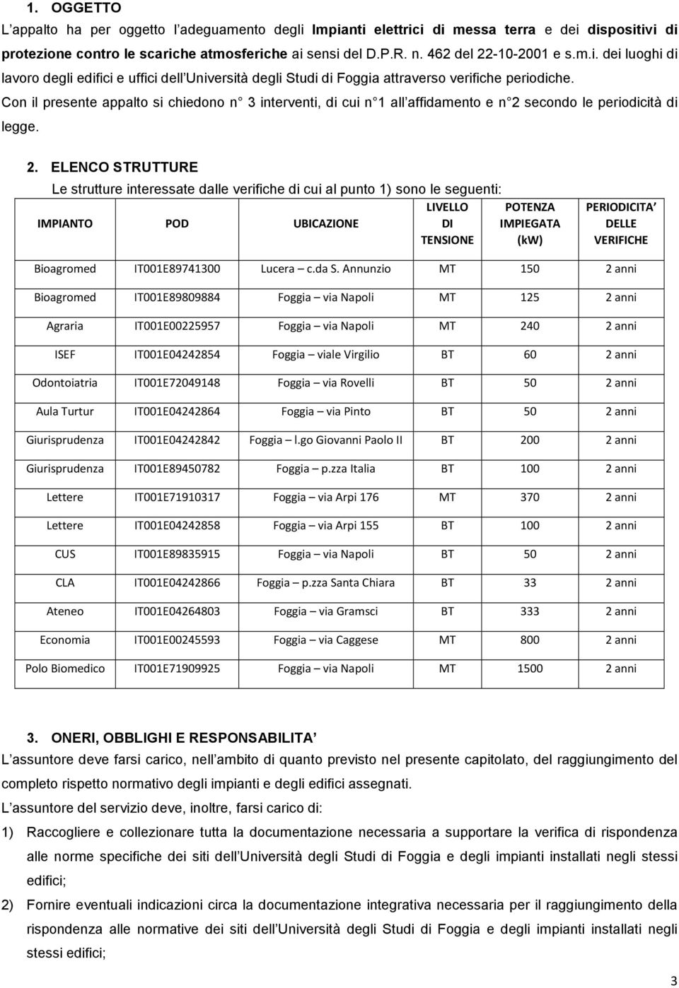 Con il presente appalto si chiedono n 3 interventi, di cui n 1 all affidamento e n 2 