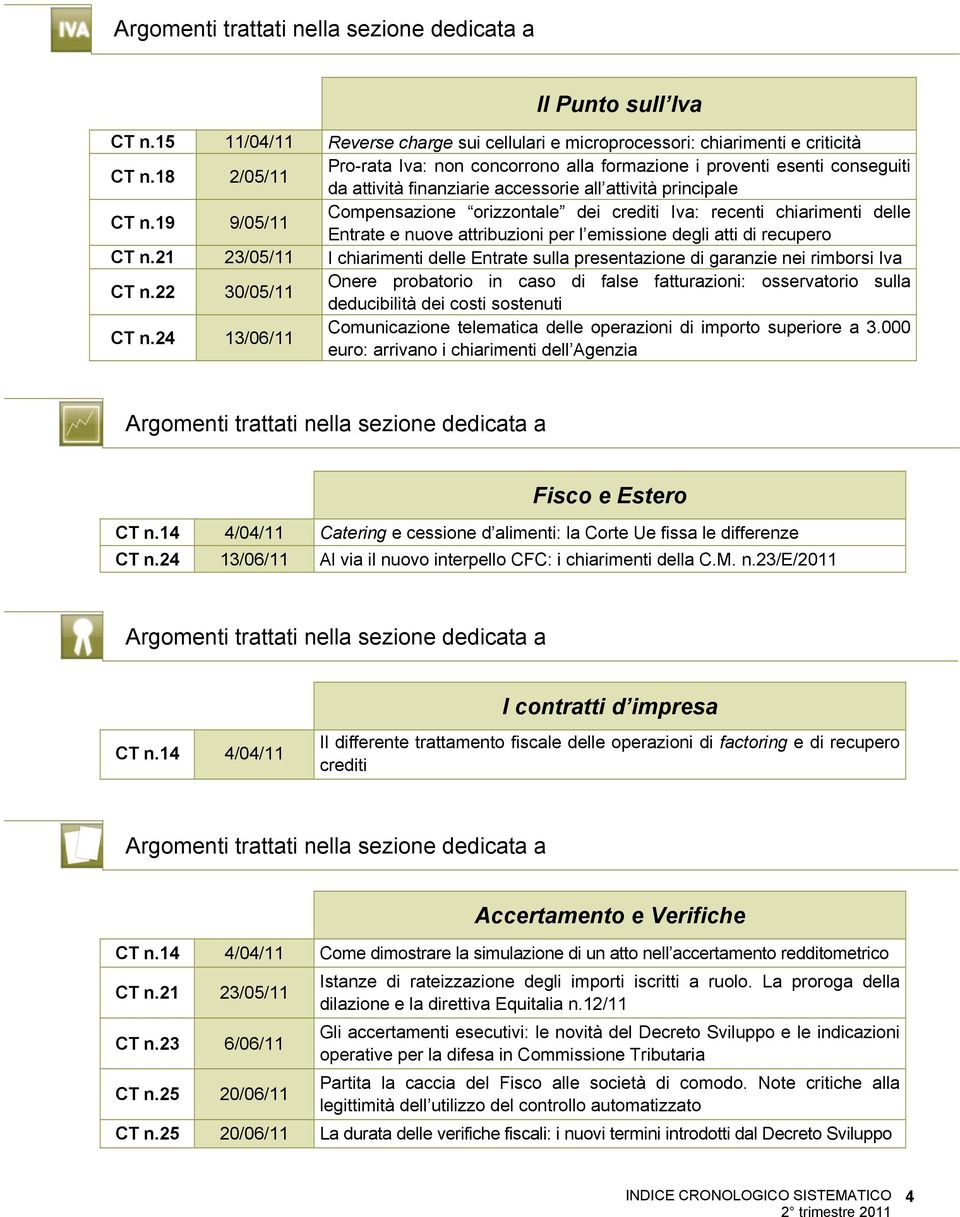 19 9/05/11 Compensazione orizzontale dei crediti Iva: recenti chiarimenti delle Entrate e nuove attribuzioni per l emissione degli atti di recupero CT n.