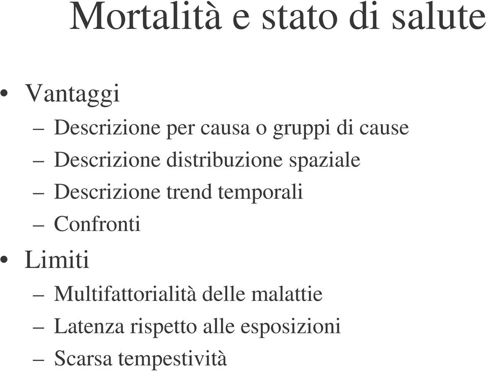 Descrizione trend temporali Confronti Limiti