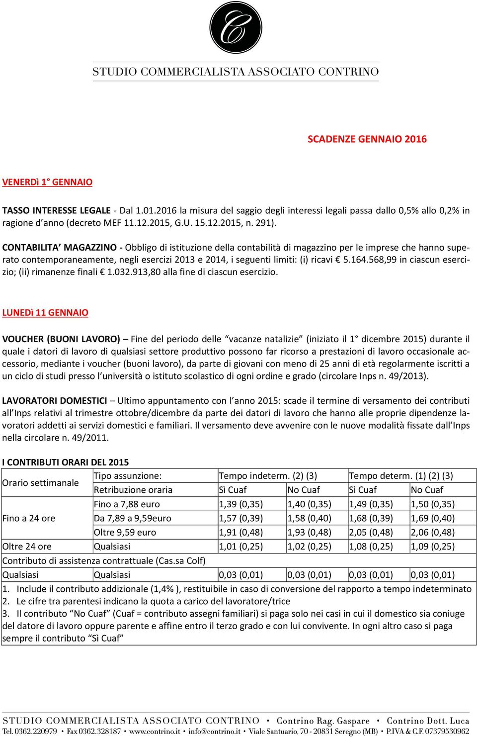 CONTABILITA MAGAZZINO - Obbligo di istituzione della contabilità di magazzino per le imprese che hanno superato contemporaneamente, negli esercizi 2013 e 2014, i seguenti limiti: (i) ricavi 5.164.