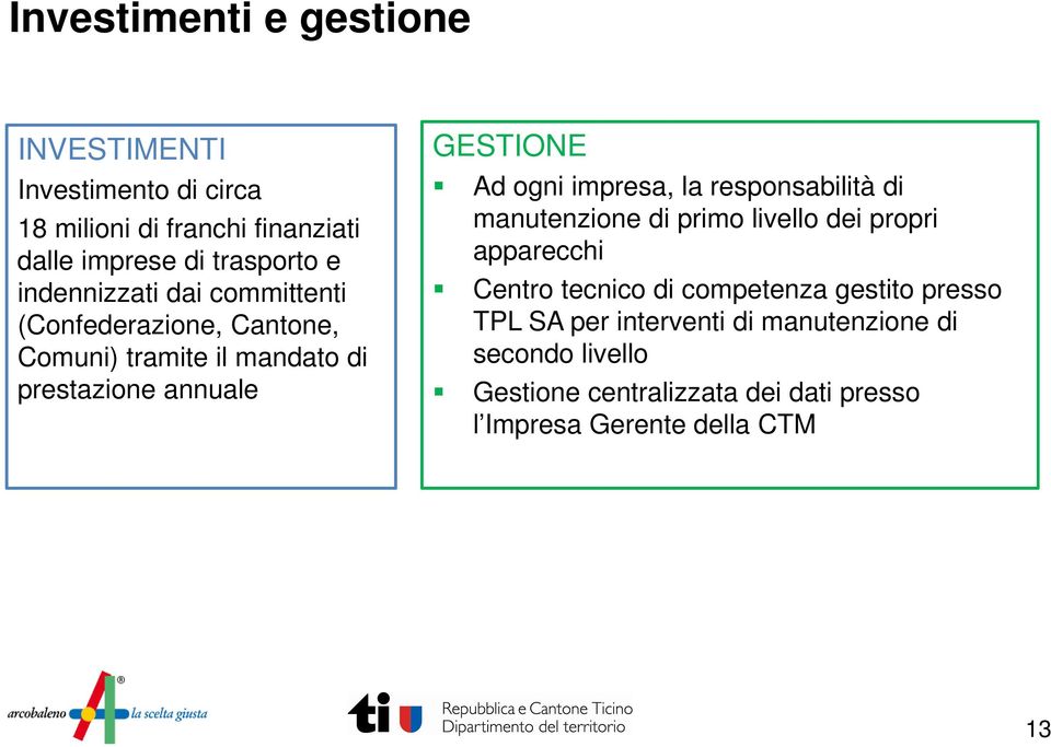 impresa, la responsabilità di manutenzione di primo livello dei propri apparecchi Centro tecnico di competenza gestito