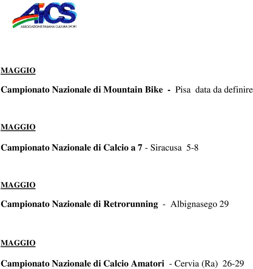 5-8 MAGGIO Campionato Nazionale di Retrorunning - Albignasego