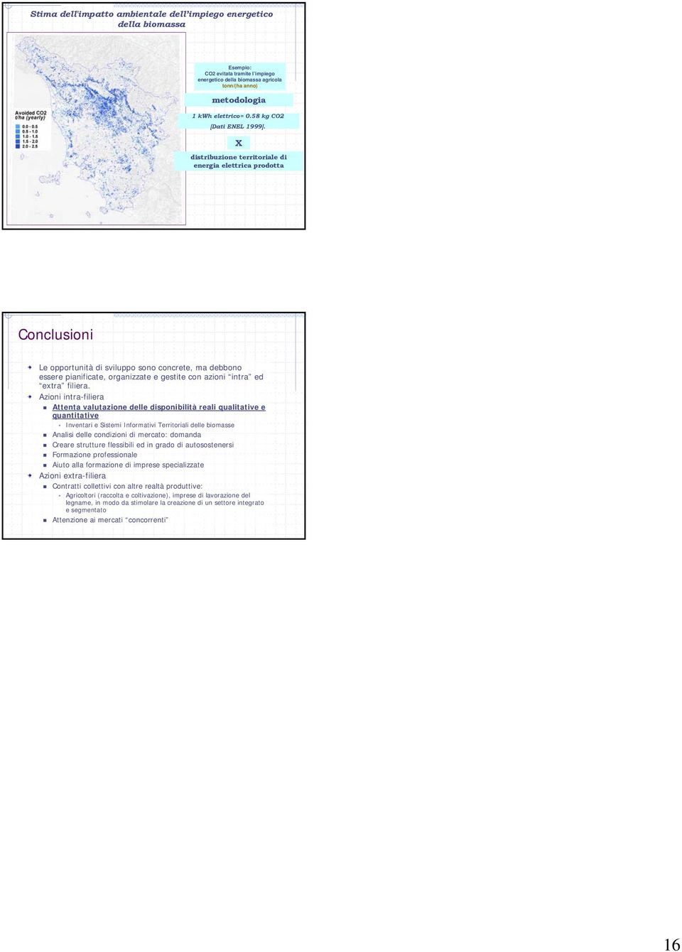 X distribuzione territoriale di energia elettrica prodotta Conclusioni Le opportunità di sviluppo sono concrete, ma debbono essere pianificate, organizzate e gestite con azioni intra ed extra filiera.