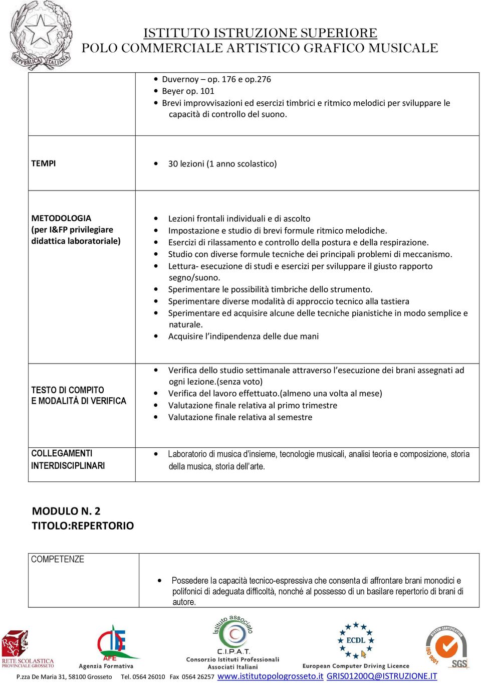 Esercizi di rilassamento e controllo della postura e della respirazione. Studio con diverse formule tecniche dei principali problemi di meccanismo.