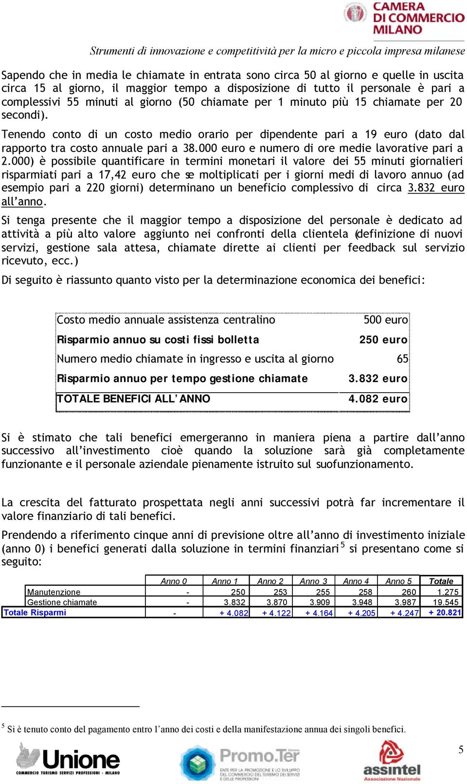 000 euro e numero di ore medie lavorative pari a 2.