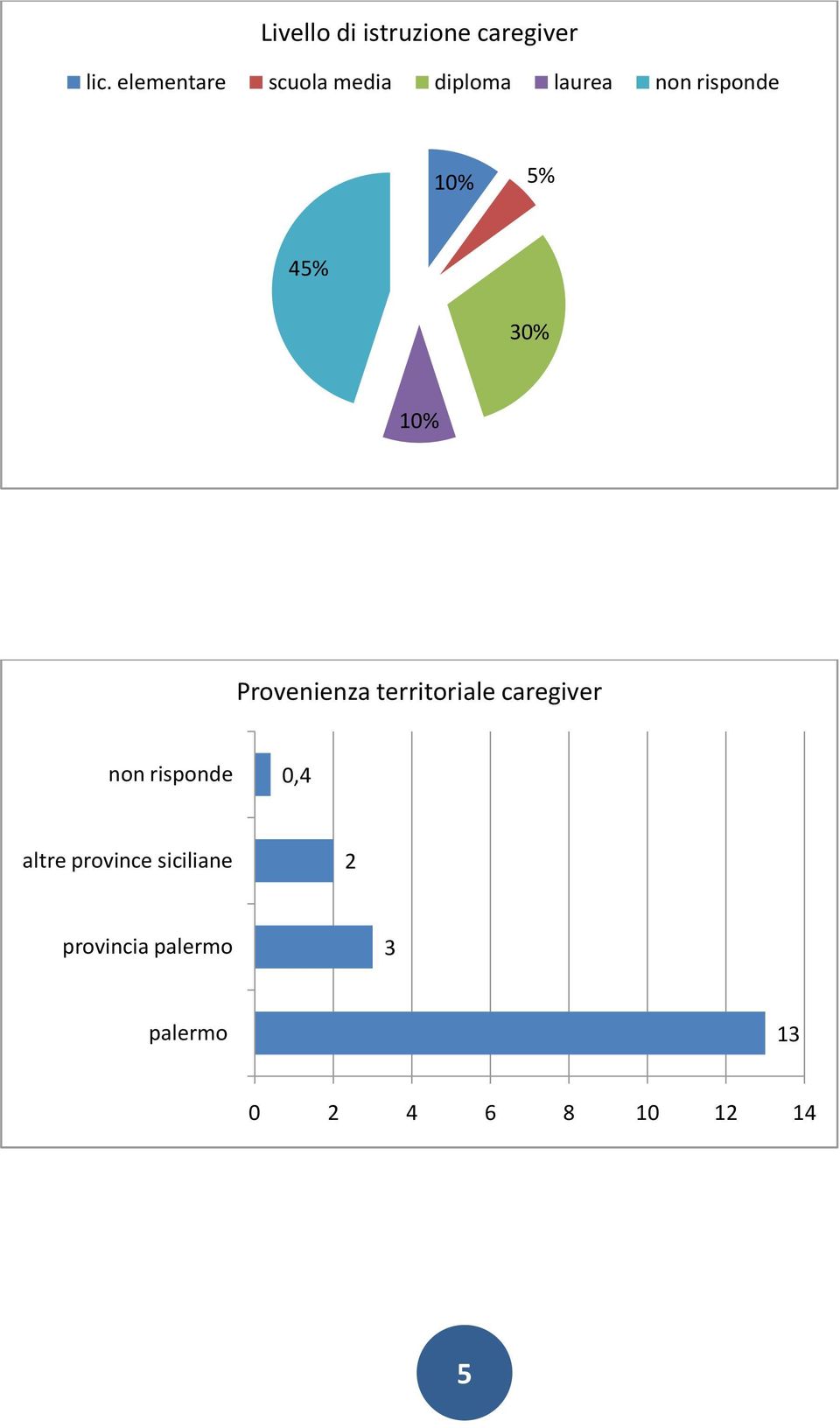 5% 45% 0% 0% Provenienza territoriale caregiver non