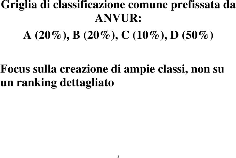 C (10%), D (50%) Focus sulla creazione