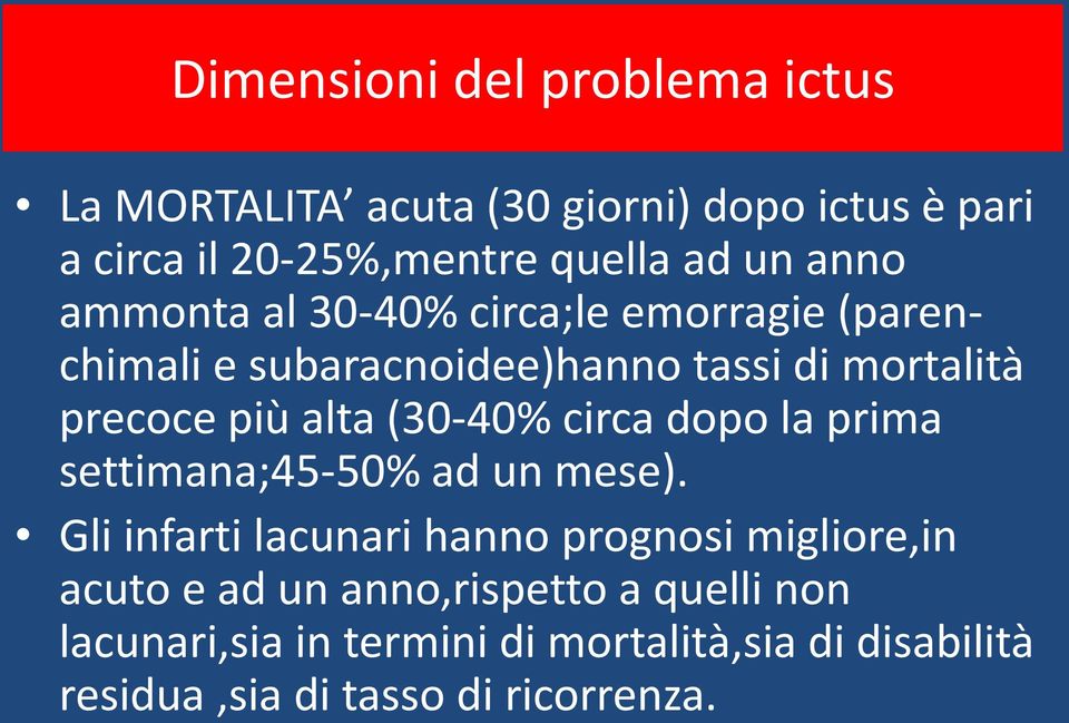 (30-40% circa dopo la prima settimana;45-50% ad un mese).