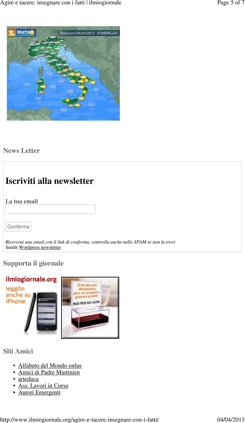 la trovi Sendit Wordpress newsletter Supporta il giornale Siti Amici Alfabeto