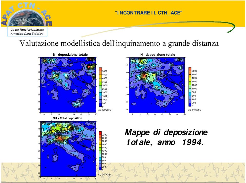 0 mg (S)/m2/yr 36 0 mg (N)/m2/yr 50 6 8 10 12 14 16 18 20 NH - Total deposition 6 8 10 12 14 16 18 20 48 46 44 42 40 38 36