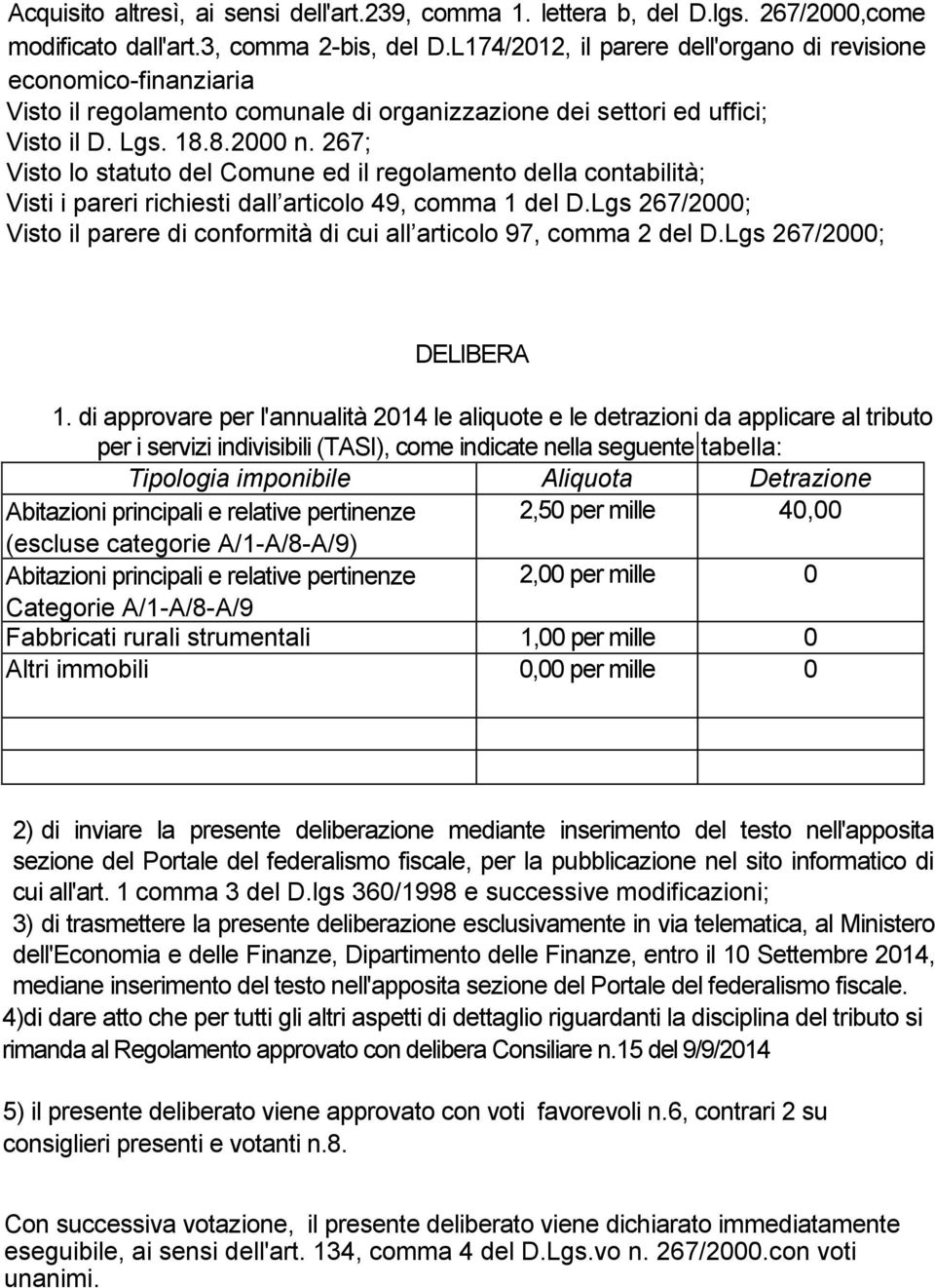 267; Visto lo statuto del Comune ed il regolamento della contabilità; Visti i pareri richiesti dall articolo 49, comma 1 del D.