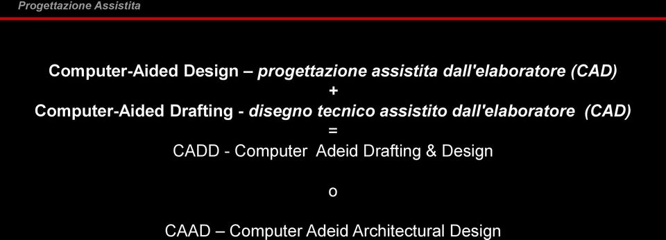 disegno tecnico assistito dall'elaboratore (CAD) = CADD -