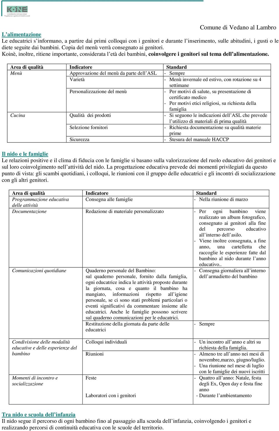 Menù Approvazione del menù da parte dell ASL - Sempre Varietà - Menù invernale ed estivo, con rotazione su 4 settimane Personalizzazione del menù - Per motivi di salute, su presentazione di