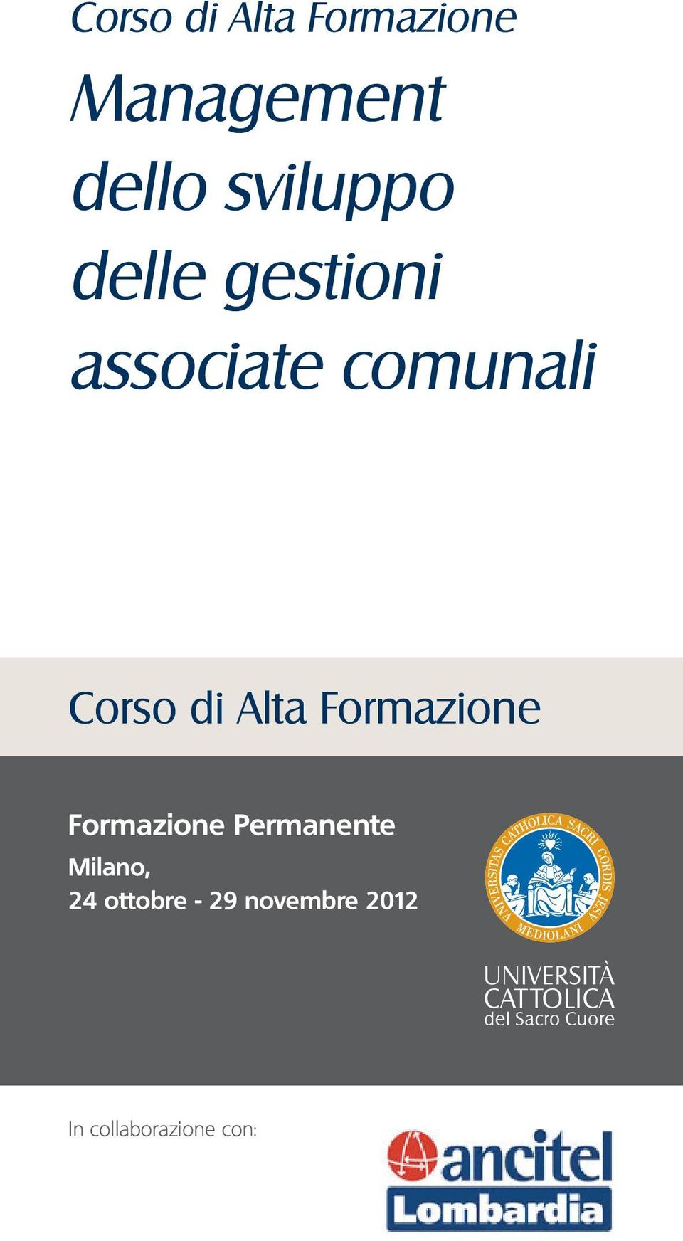 Corso di Alta Formazione Formazione Permanente