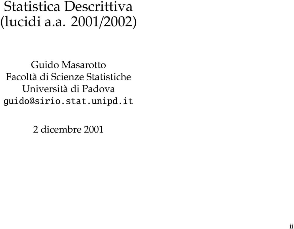 Scienze Statistiche Università di