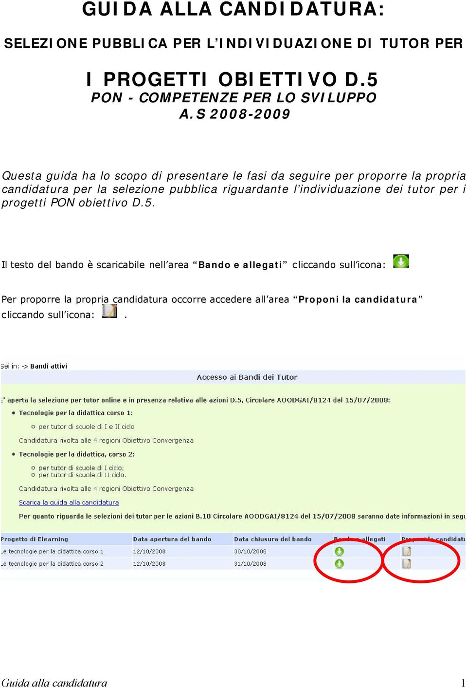 riguardante l individuazione dei tutor per i progetti PON obiettivo D.5.