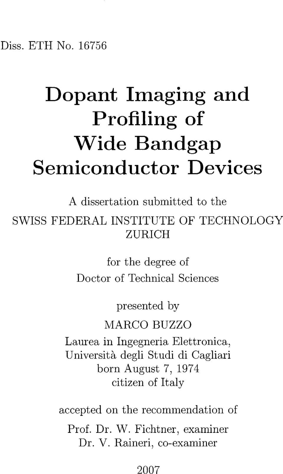 SWISS FEDERALINSTITUTEOF TECHNOLOGY ZÜRICH for the degree of Doctor of Technical Sciences presented by MARCO