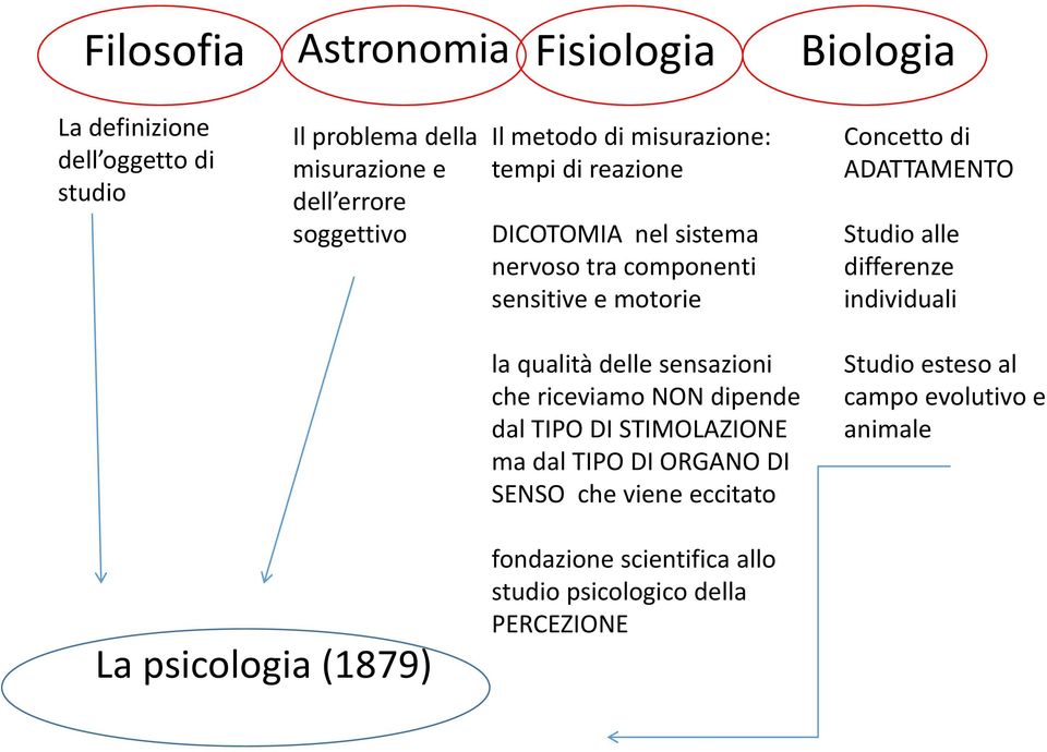 alle differenze individuali la qualità delle sensazioni che riceviamo NON dipende dal TIPO DI STIMOLAZIONE ma dal TIPO DI ORGANO DI SENSO