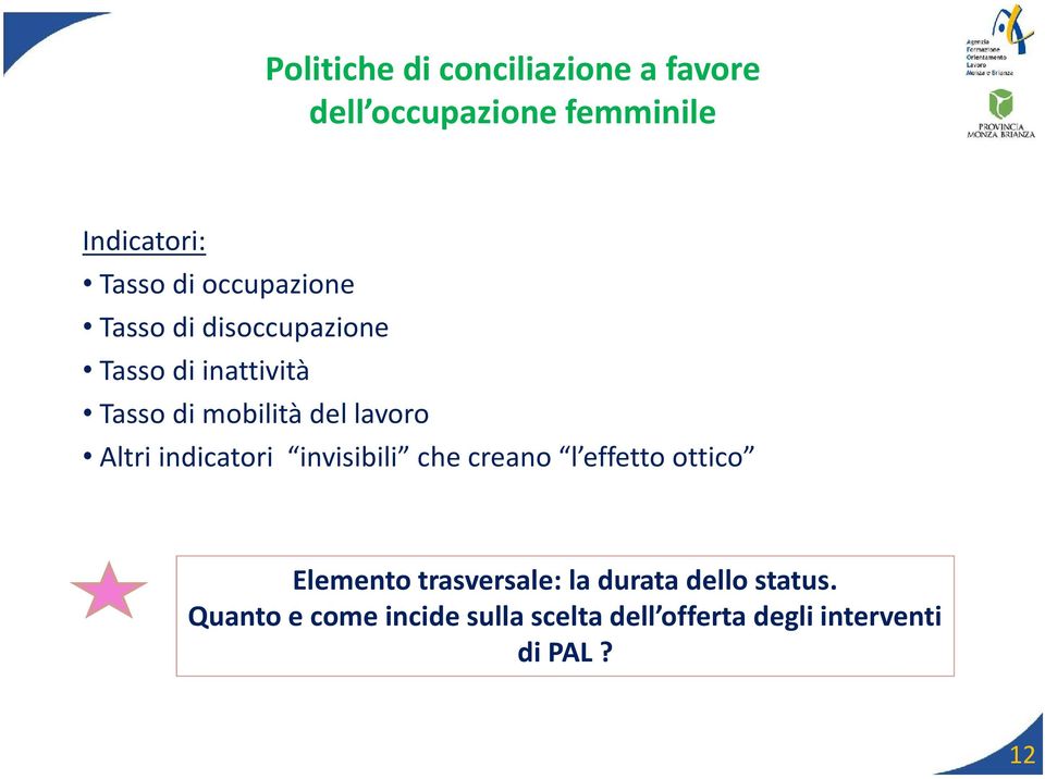 Altri indicatori invisibili che creano l effetto ottico Elemento trasversale: la