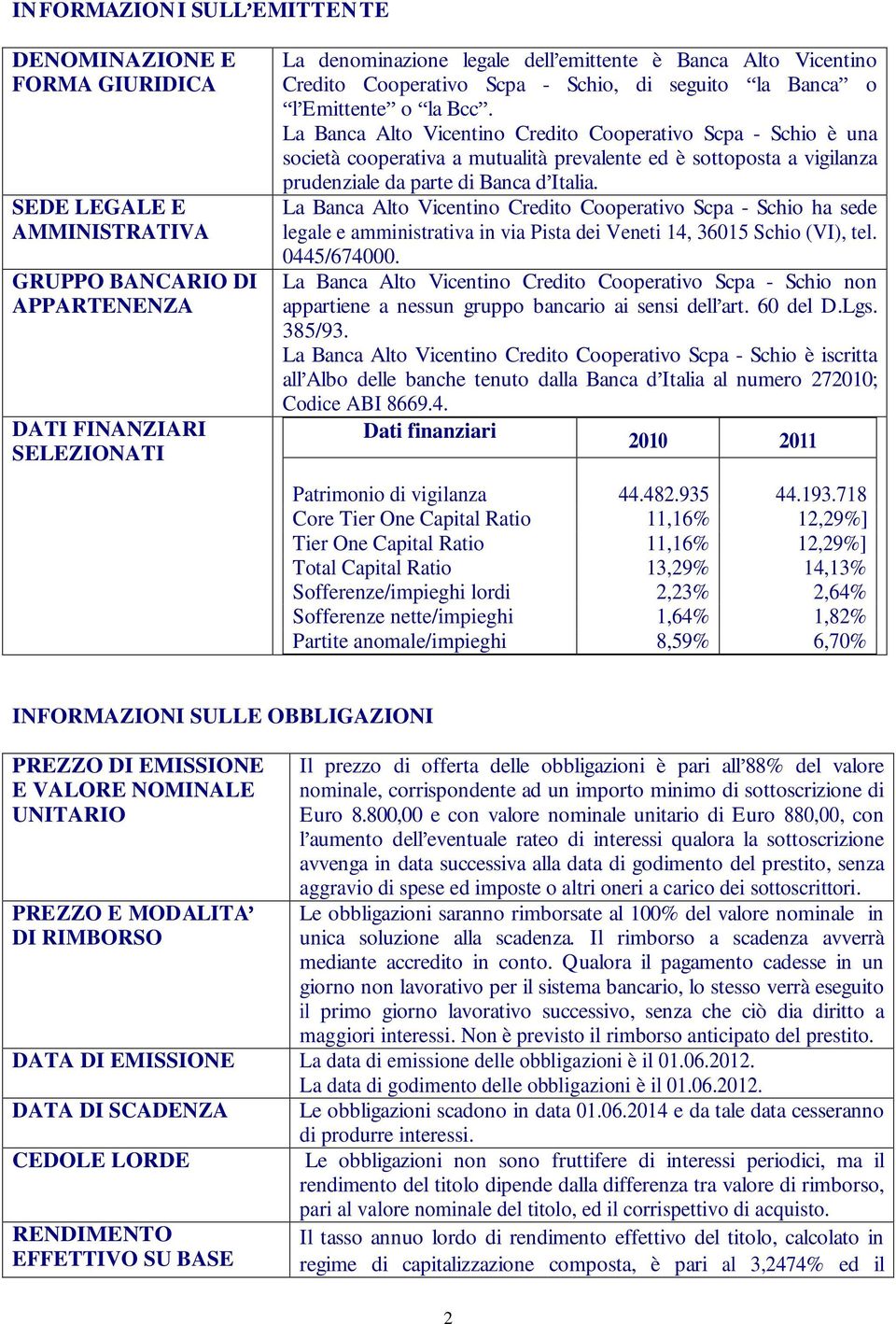 La Banca Alto Vicentino Credito Cooperativo Scpa - Schio è una società cooperativa a mutualità prevalente ed è sottoposta a vigilanza prudenziale da parte di Banca d Italia.