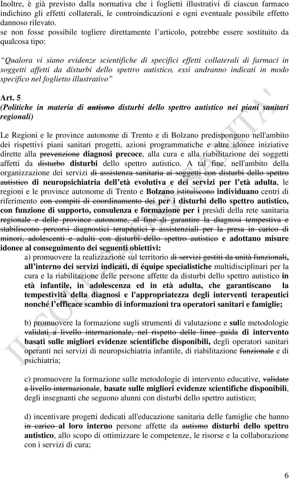 affetti da disturbi dello spettro autistico, essi andranno indicati in modo specifico nel foglietto illustrativo Art.