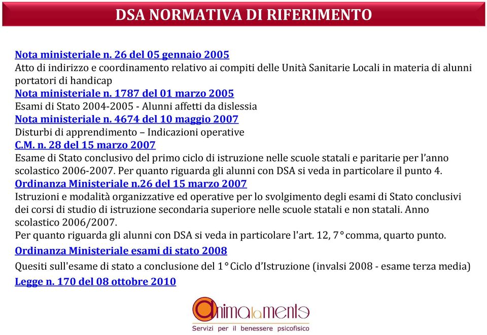 1787 del 01 marzo 2005 Esami di Stato 2004-2005 - Alunni affetti da dislessia Nota ministeriale n.