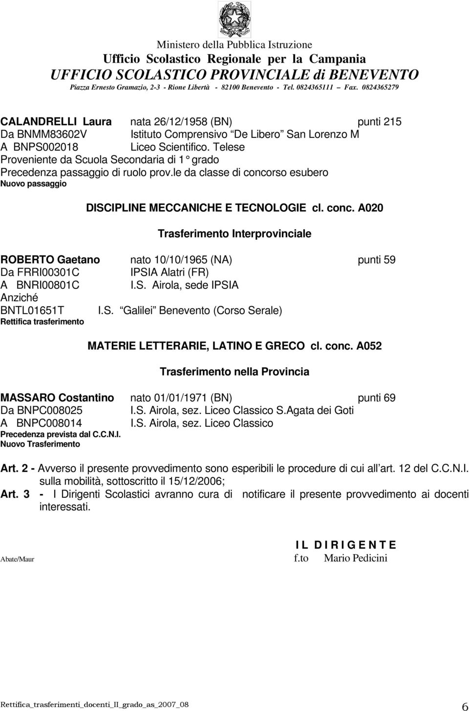 rso esubero Nuovo passaggio DISCIPLINE MECCANICHE E TECNOLOGIE cl. conc.