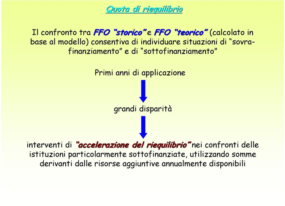 disparità interventi di accelerazione del riequilibrio accelerazione del riequilibrio nei confronti delle