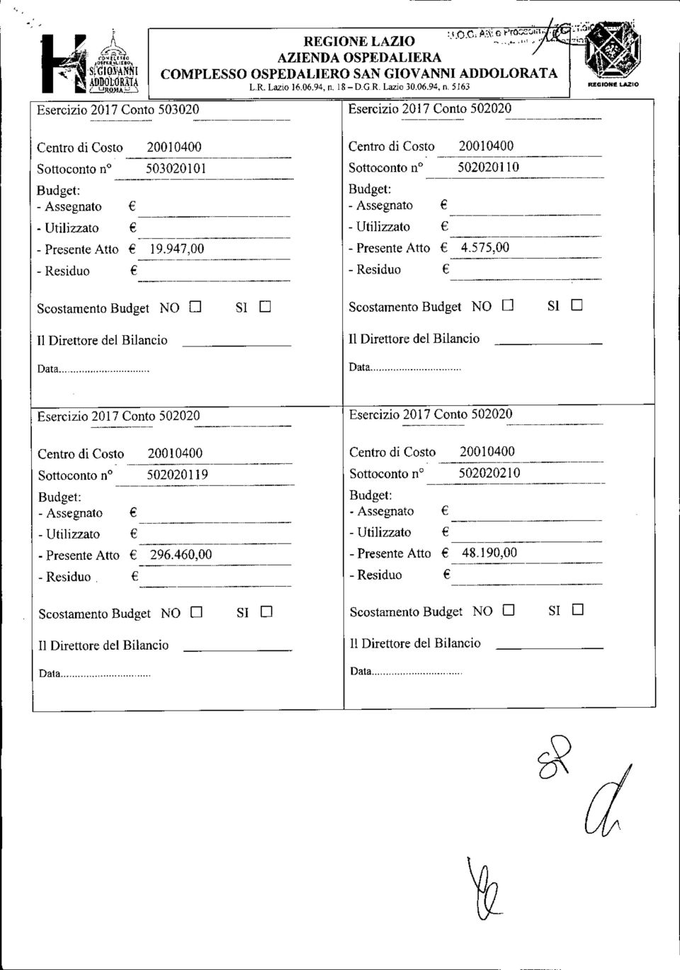 ._---'- Scostamento Budget NO D SI D Scostamento Budget NO D SI D Esercizio 2017 Conto 502020 Esercizio 2017 Conto 502020 ---_...._._._--_._--_.- Sottoconto no 502020119 -_._._------------_._._._-- 296.