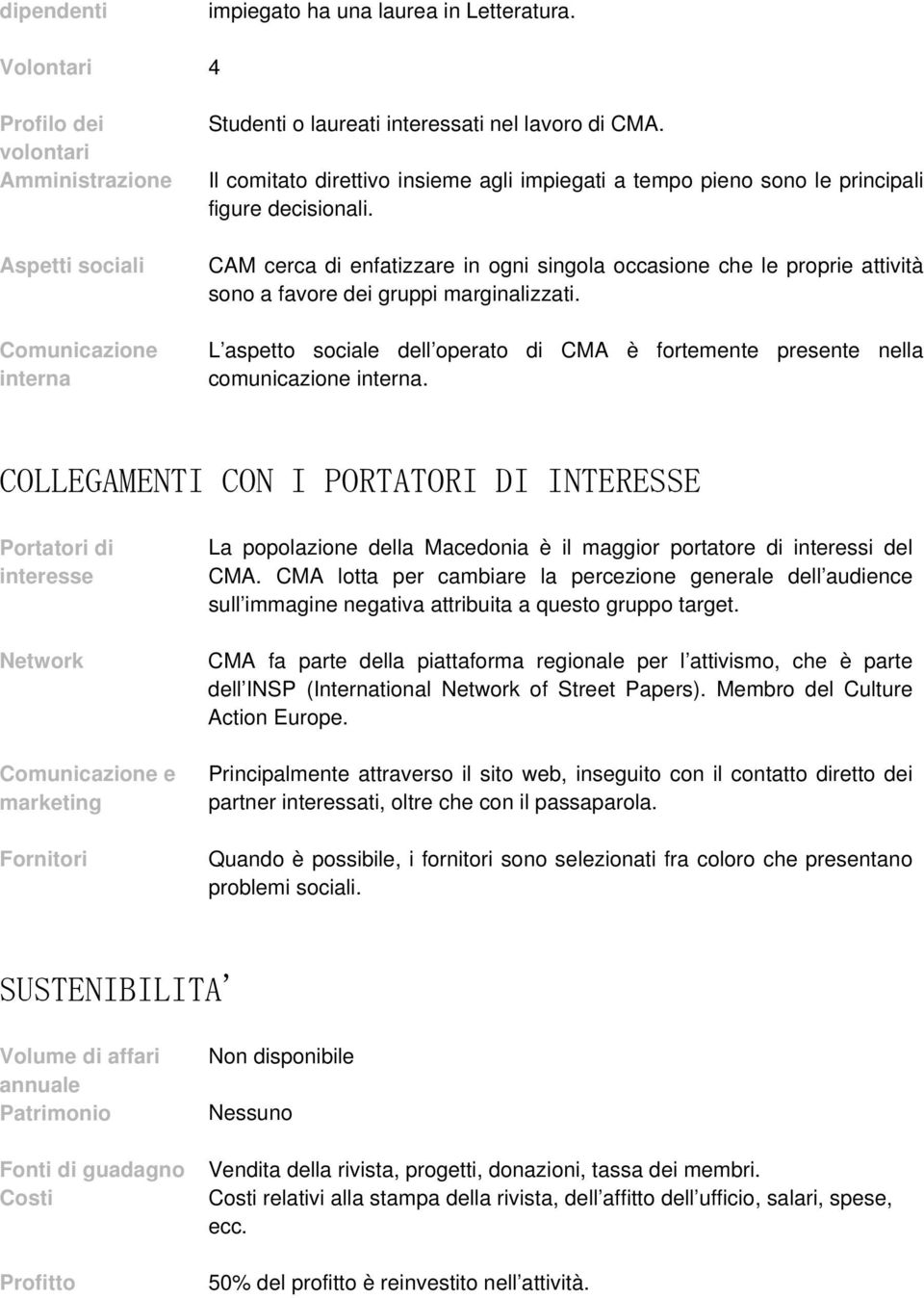 CAM cerca di enfatizzare in ogni singola occasione che le proprie attività sono a favore dei gruppi marginalizzati.