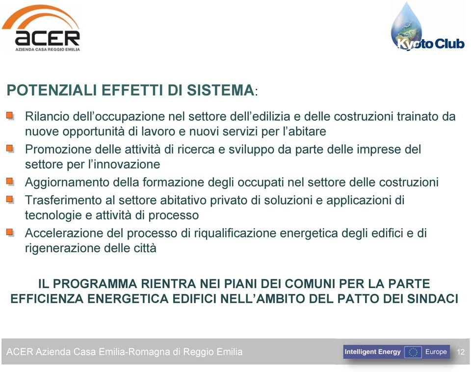 delle costruzioni Trasferimento al settore abitativo privato di soluzioni e applicazioni di tecnologie e attività di processo Accelerazione del processo di