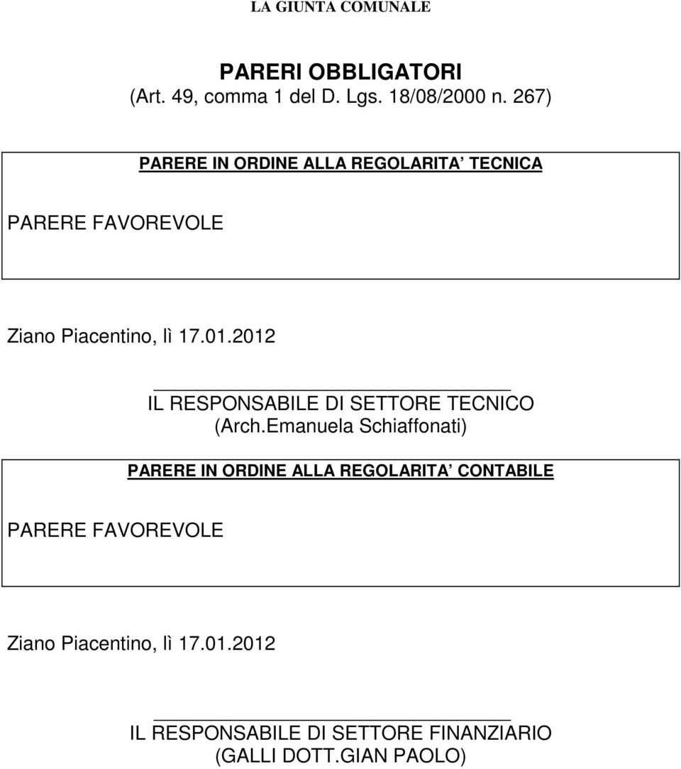 2012 IL RESPONSABILE DI SETTORE TECNICO (Arch.