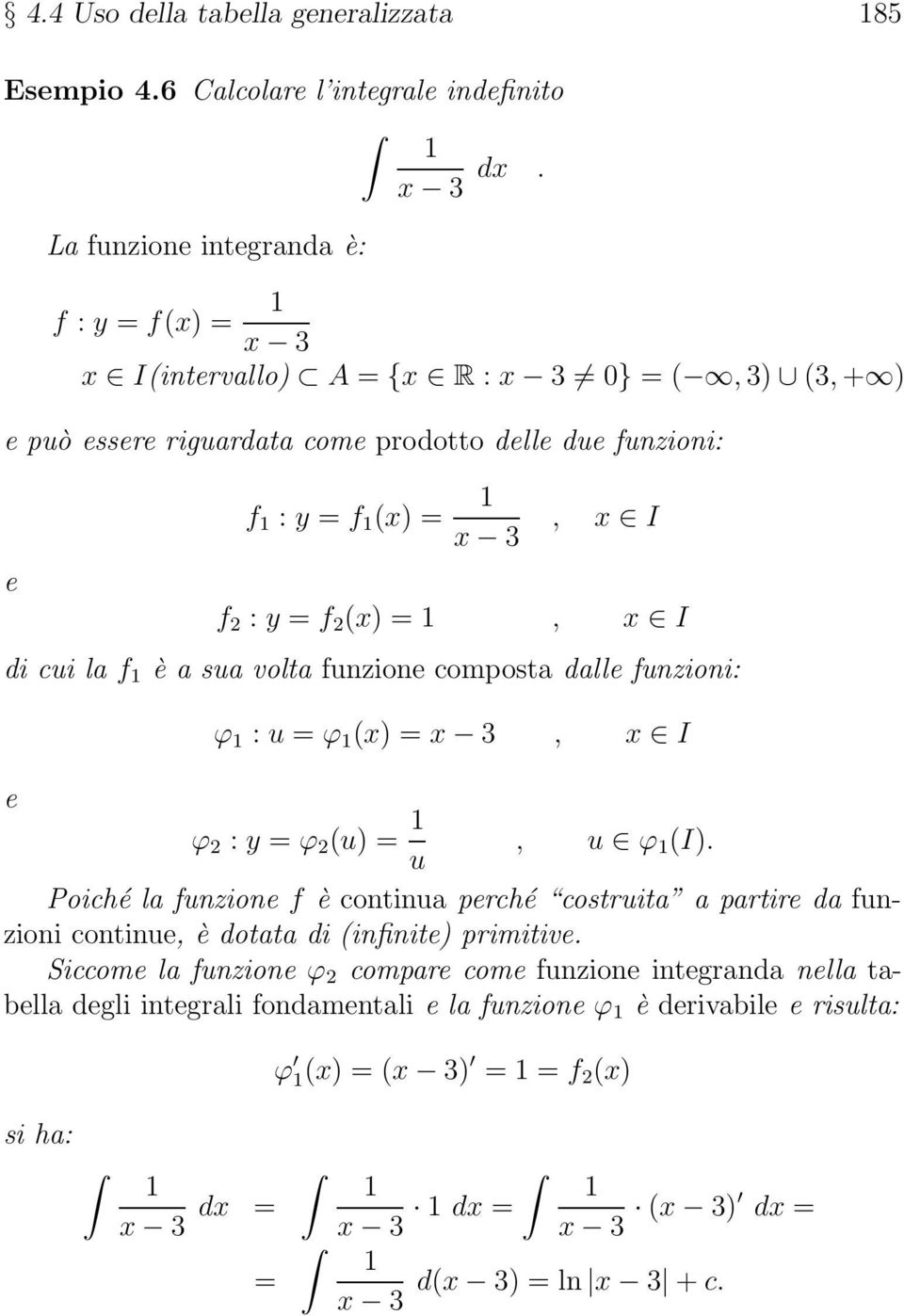 () =, I di cui la f è a sua volta funzion composta dall funzioni: ϕ : u = ϕ () = 3, I ϕ 2 : y = ϕ 2 (u) = u, u ϕ (I).