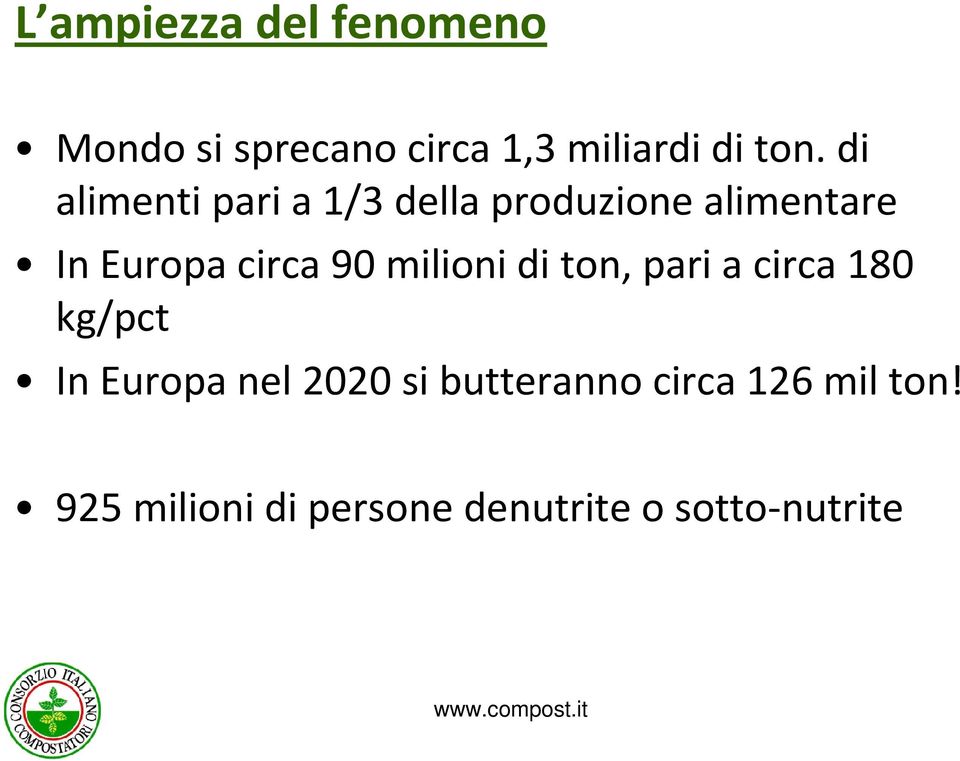 milioni di ton, pari a circa 180 kg/pct In Europa nel 2020 si