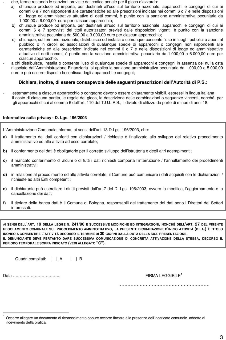 amministrativa pecuniaria da 1.000,00 a 6.