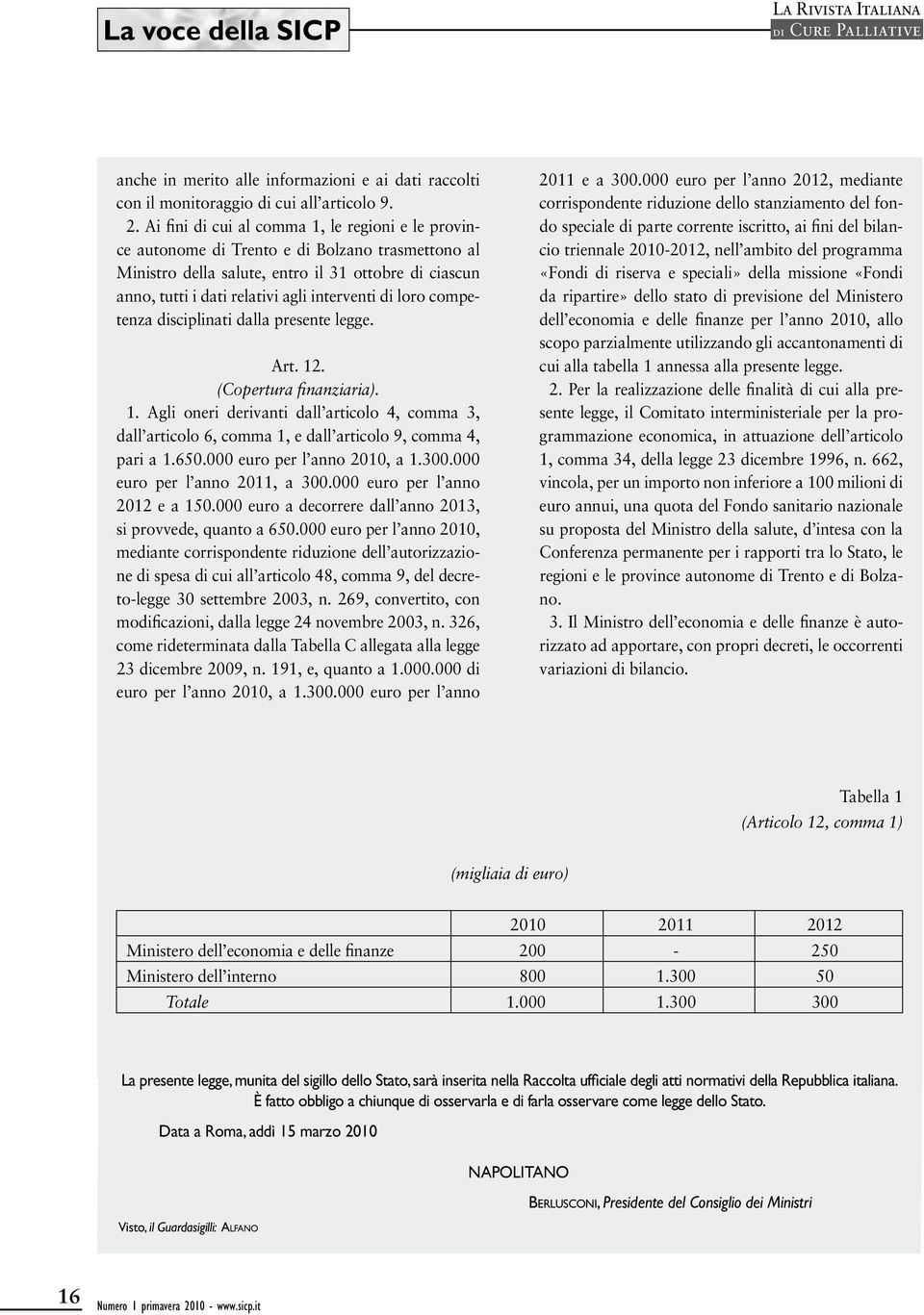 loro competenza disciplinati dalla presente legge. Art. 12. (Copertura finanziaria). 1. Agli oneri derivanti dall articolo 4, comma 3, dall articolo 6, comma 1, e dall articolo 9, comma 4, pari a 1.