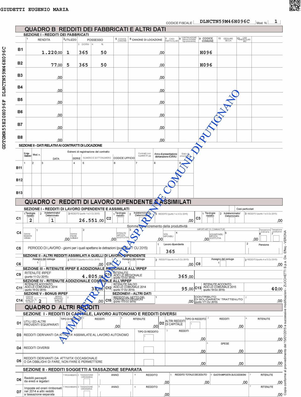 B 8 B. 0 0 H 0 9 0 H 0 9 v / * ^ SEZIONE II - DAT! RELATIVI AI CONTRATTI DI LOCAZIONE B Estr N. rigo Sezióne Mod. n.