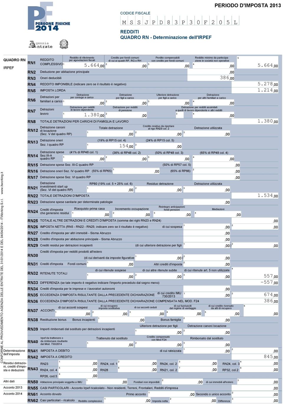 it Reddito di riferimento Credito per fondi comuni Perdite compensabili Reddito minimo da partecipa- QUADRO RN REDDITO per agevolazioni fiscali di cui ai quadri RF, RG e RH con credito per fondi