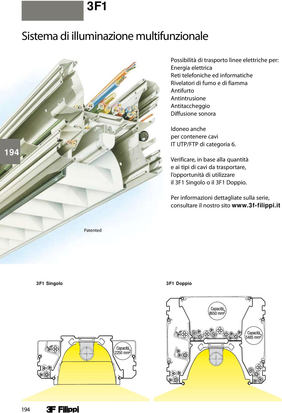 Verificare, in base alla quantità e ai tipi di cavi da trasportare, l opportunità di utilizzare il 3F1 Singolo o il 3F1 Doppio.