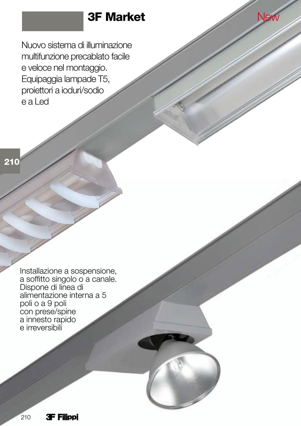 Equipaggia lampade T5, proiettori a ioduri/sodio e a Led 210 Installazione a