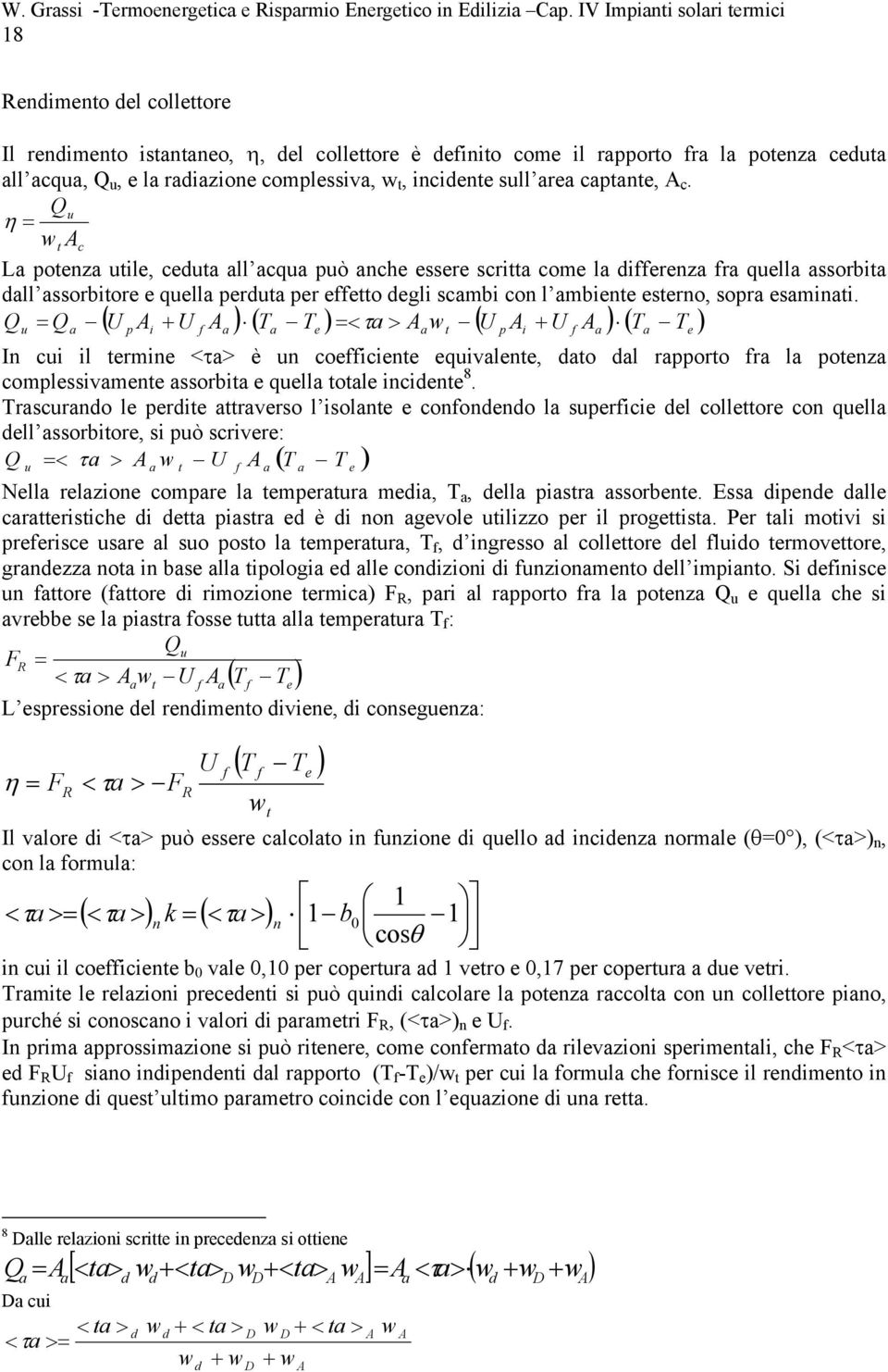 Qu η t Ac L potz util cut ll cqu può ch ssr scritt com l irz r qull ssorbit ll ssorbitor qull prut pr tto gli scmbi co l mbit stro sopr smiti.