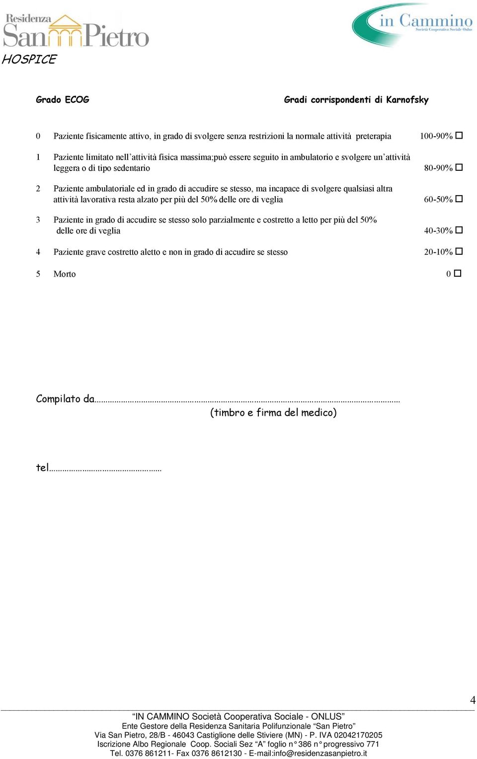 di svolgere qualsiasi altra attività lavorativa resta alzato per più del 50% delle ore di veglia 3 Paziente in grado di accudire se stesso solo parzialmente e costretto a letto per