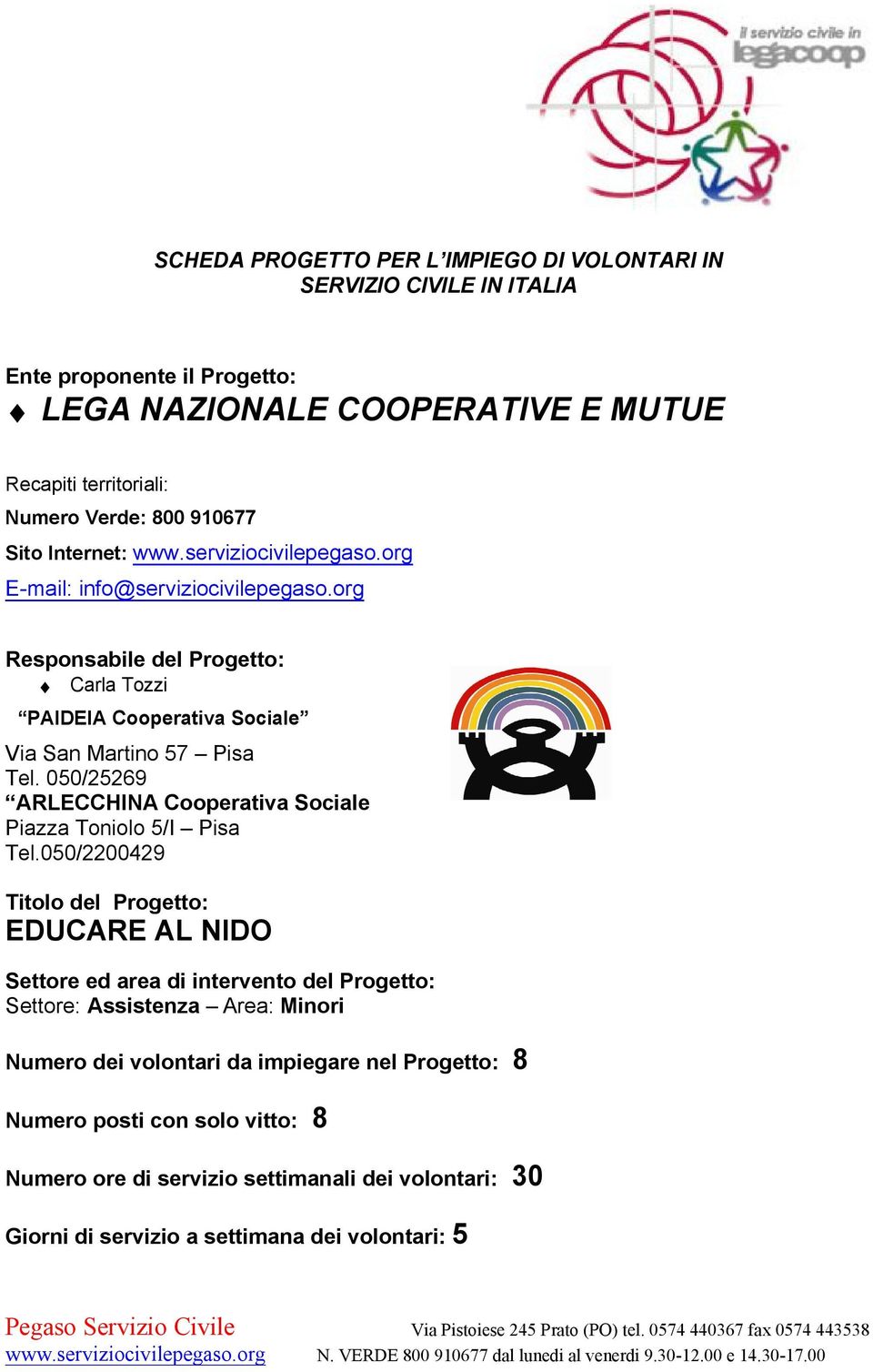 050/25269 ARLECCHINA Cooperativa Sociale Piazza Toniolo 5/I Pisa Tel.