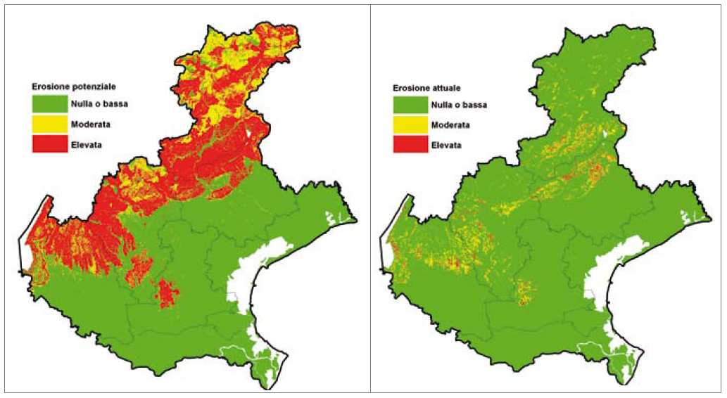 del suolo) e di erosione attuale (che considera l effetto attenuante dell uso del suolo).
