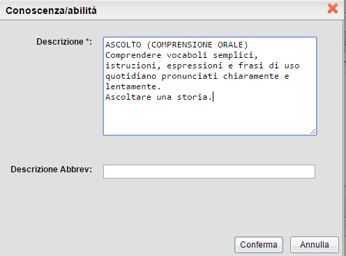 5. OBIETTIVI DI APPRENDIMENTO 5 - Didattica/Tabelle -> Gestione Conoscenze a- Selezionare