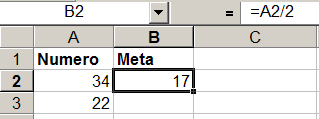 Copia di una cella Esempio: creata la cella contenente la funzione che calcola la metà di un numero dato, confrontare