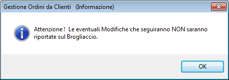 Si consiglia di selezionare gli ordini in stato 1 (confermato da evadere) oppure 2 (parzialmente evaso) Selezionare le righe di interesse e procedere alla modifica In caso di