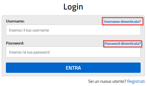 Con le credenziali di accesso ricevute via email sarà possibile effettuare l accesso utilizzando la pagina di login visualizzabile selezionando Accedi dalla Homepage pubblica di uno dei servizi