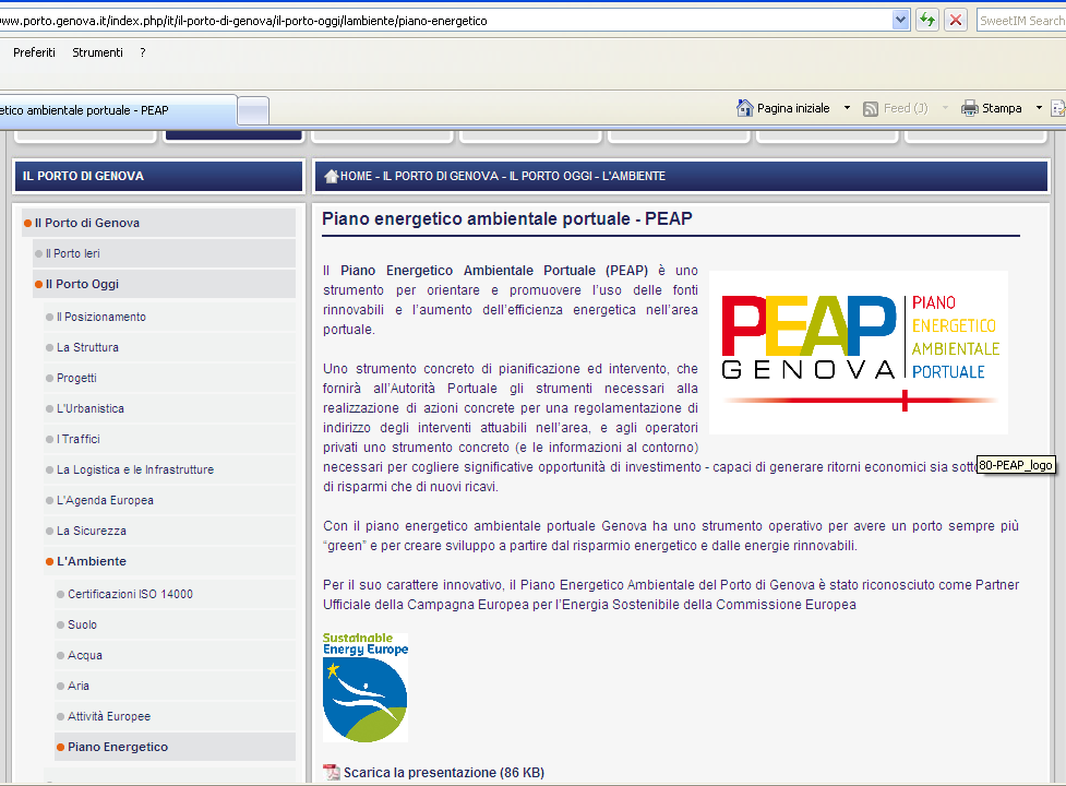 Il sito www.porto.genova.