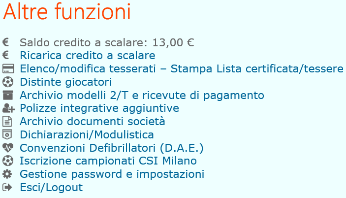 RIQUADRO ALTRE FUNZIONI Nella schermata principale, come penultimo box, appare quello delle Altre funzioni.